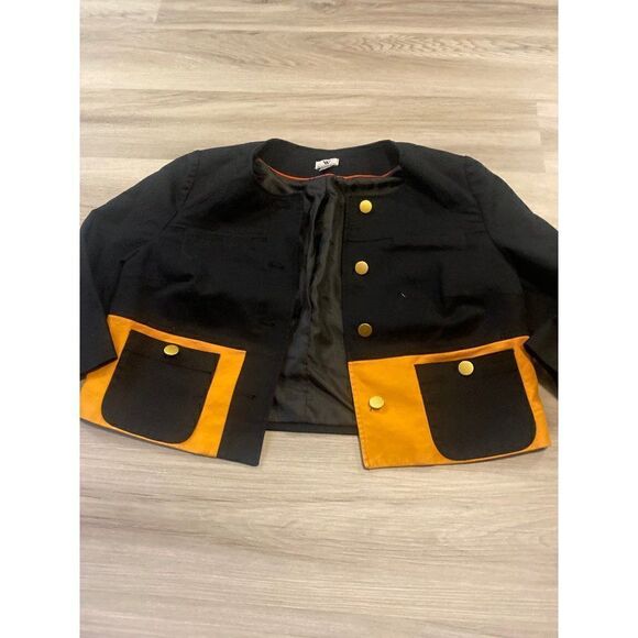 Worthington womens black/orange button down career blazer w front pockets sz med - Picture 1 of 8